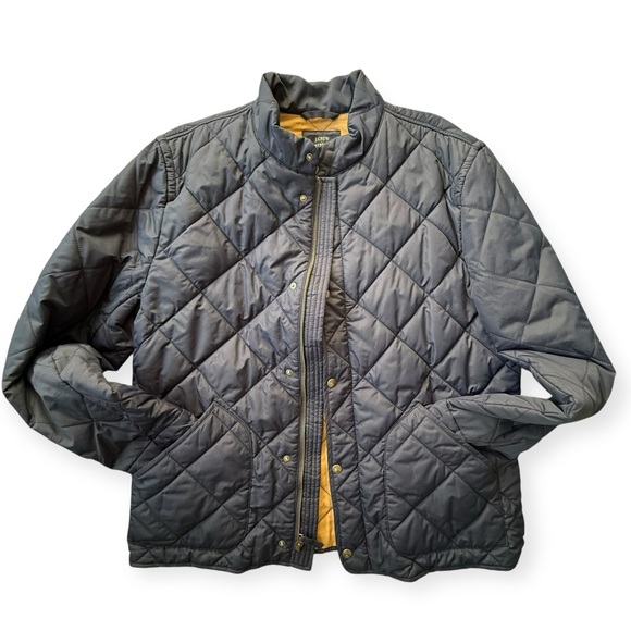 J. CREW Men's Navy Quilted Jacket, Lightweight, Navy w/Tan Cotton Lining, XL - Picture 1 of 14